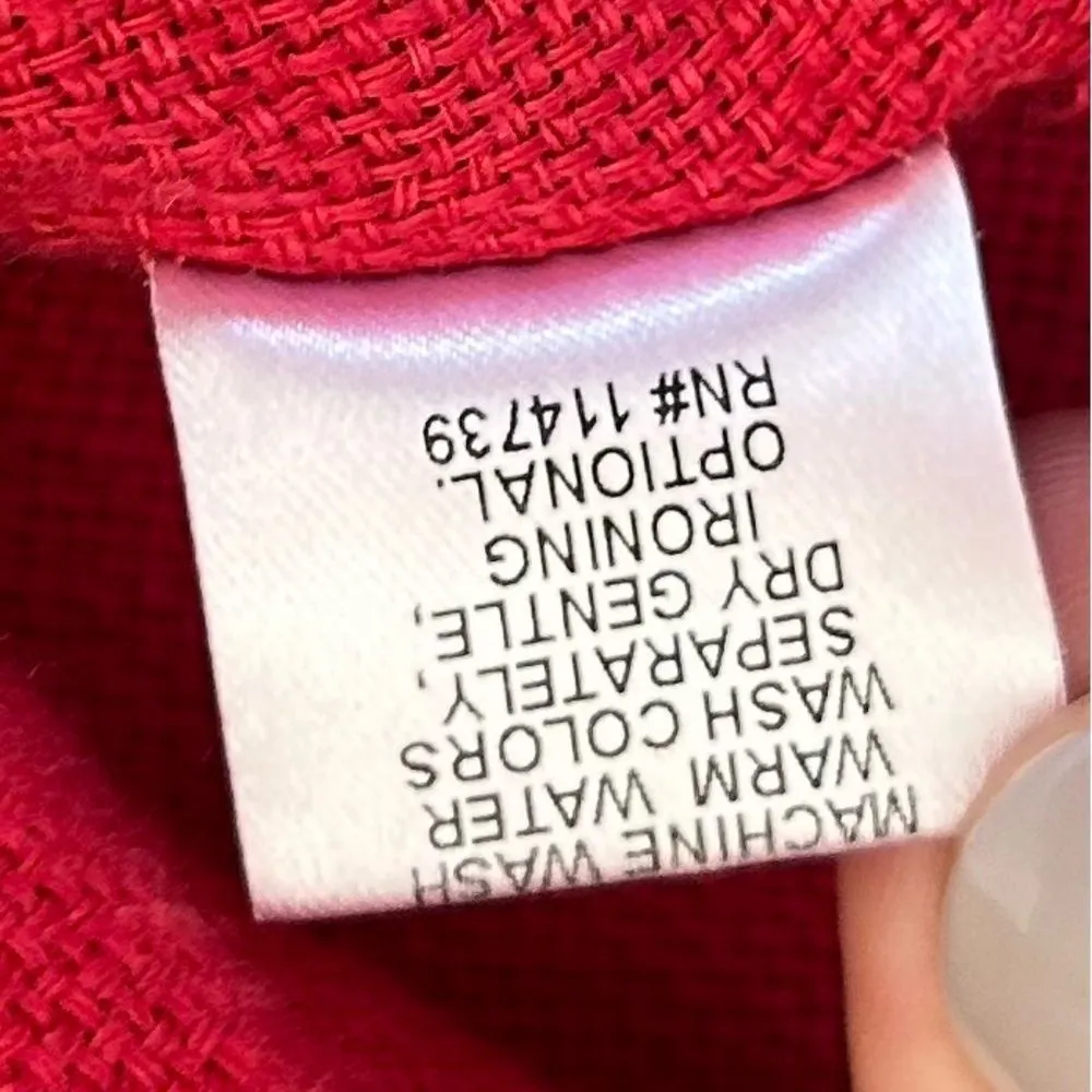 FLAX Red 100% Linen Tunic Top Rear Button Up Size Medium - Image 6