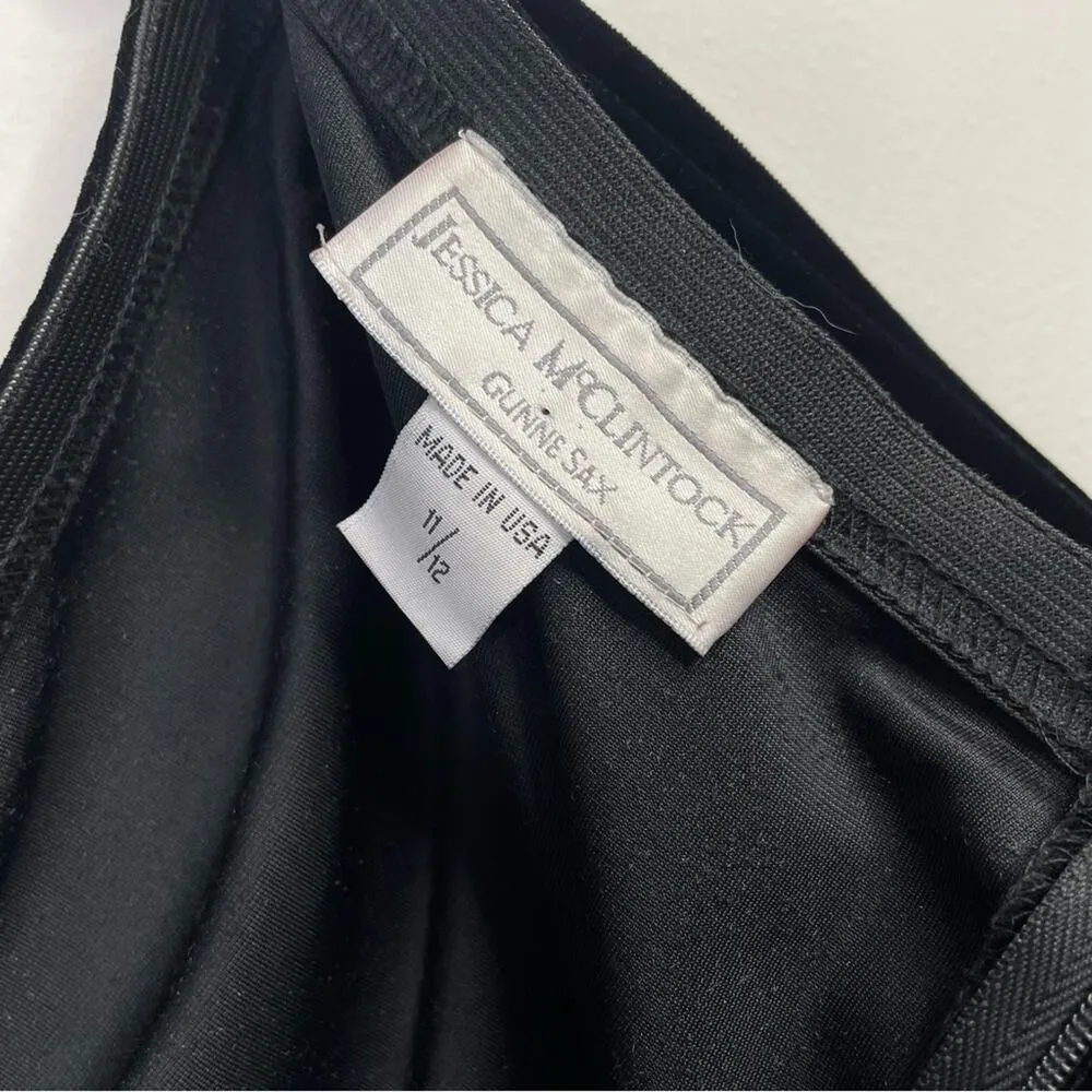 Jessica McClintock Gunne Sax Y2K Black Velvet Strapless Bow Train long dress 11 - Image 13