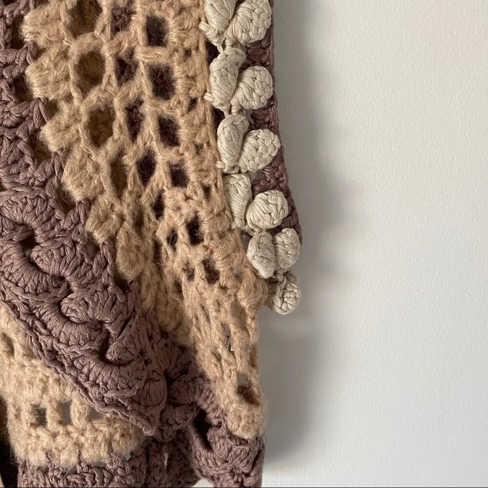 Lulumari Boho Crochet Tie Front Sweater M/L - Image 3