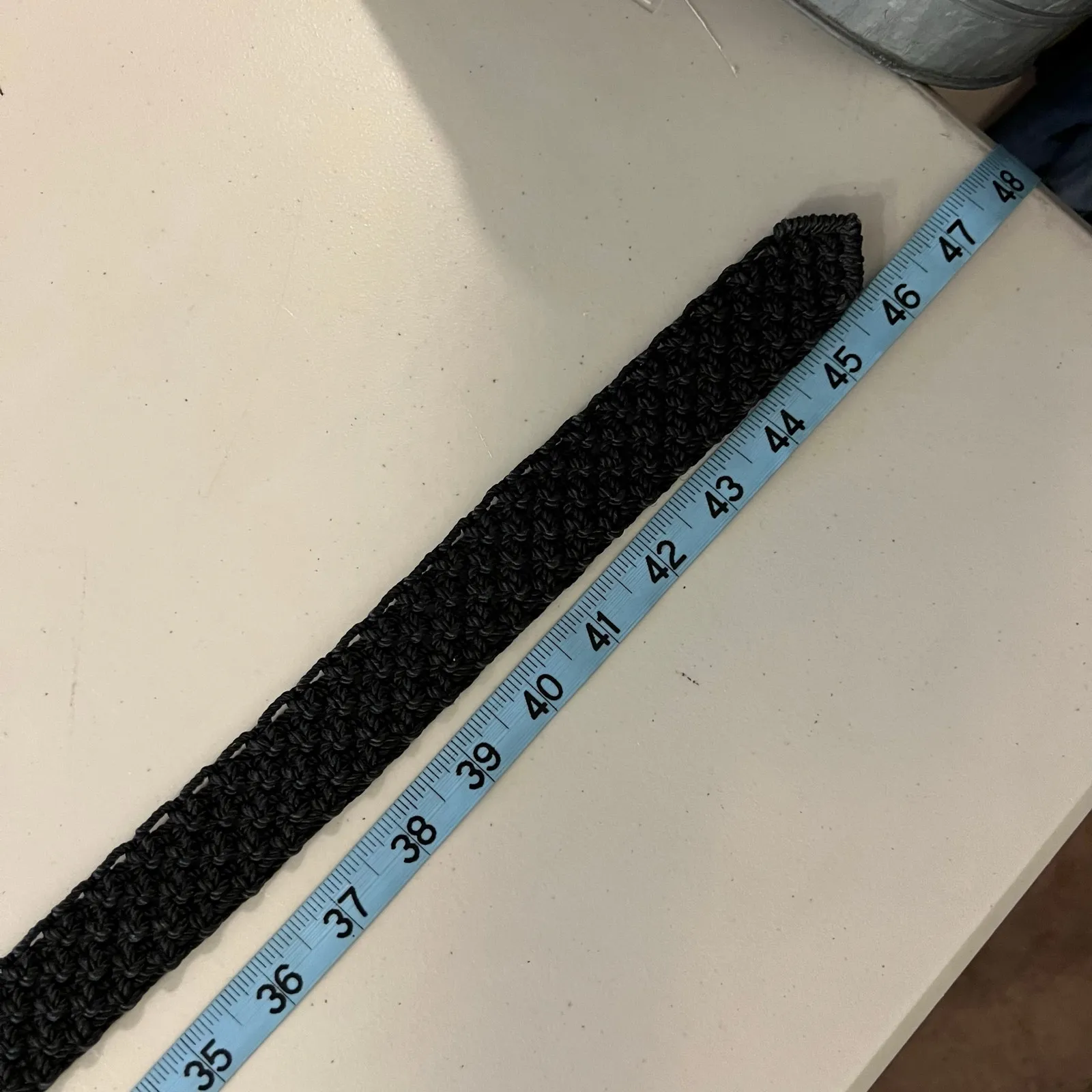 Vintage 90s Western Black Woven Weaved Free Size Chunky Buckle Belt Size Large - Image 8