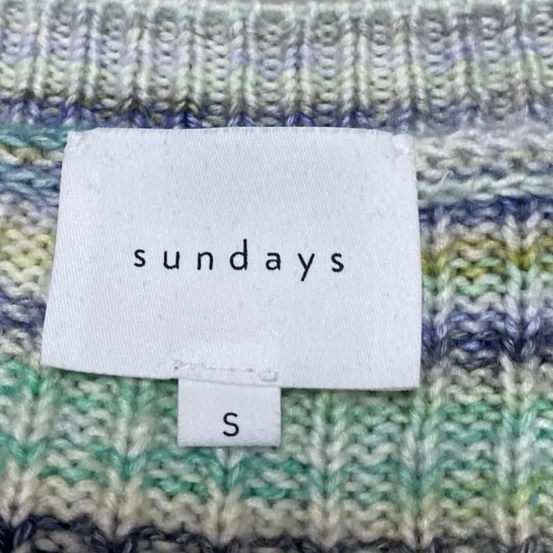 Sundays Multicolor Striped V-neck Jeweled Button Long Sleeve Cardigan Sweater S - Image 4