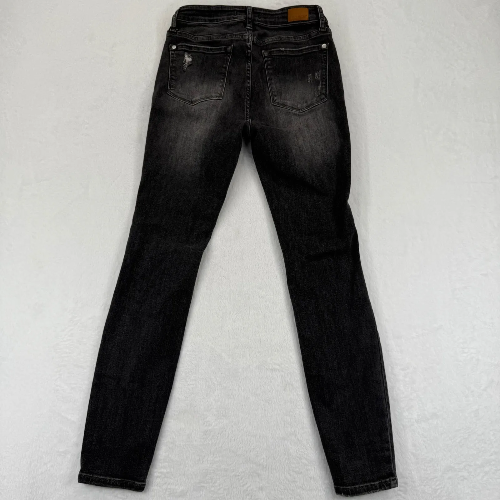 Judy Blue Distressed Ankle Skinny Jeans Size 7/28 Black Wash Denim - Image 10