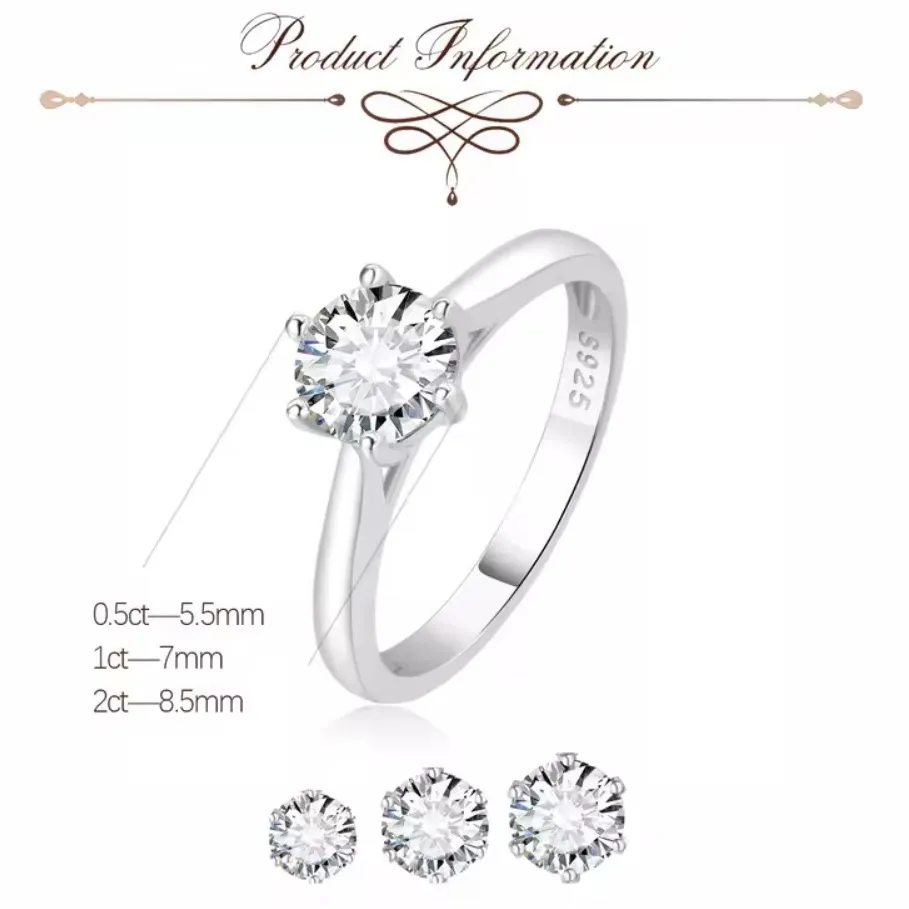 1Ct Platinum Round Brilliant Cut Simulated Diamond Ring‎ - Image 15