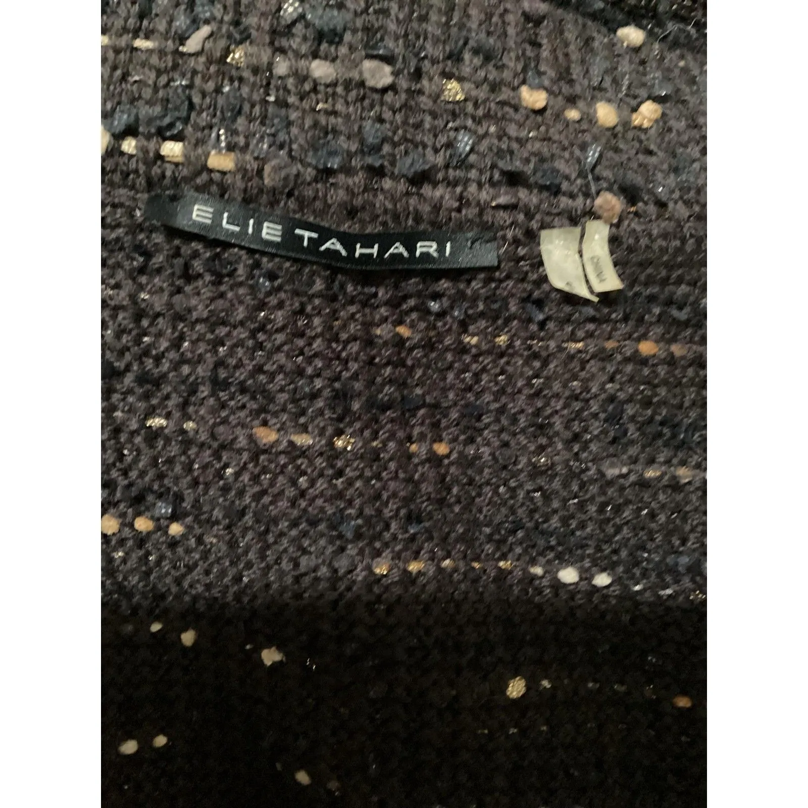 Elie Tahari Sweater Womens Small Brown Cardigan Jacket Boucle Tweed Wool Blend - Image 6