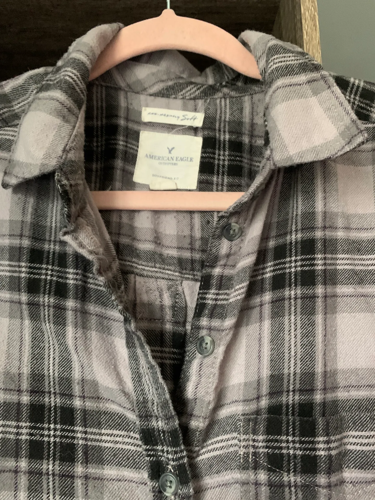 American Eagle Purple Grey And Black Soft Flannel - Image 5