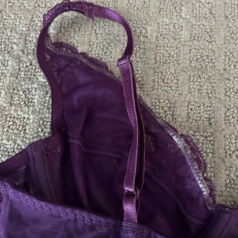 Inner Secrets Vintage Purple Mesh Ribbon Lace Nightgown Nightie Cami Womens M Size M - Image 5