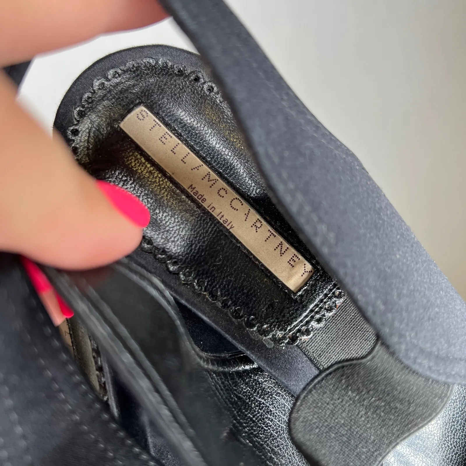 Stella McCartney Black Slingback‎ Heels Peep Toe Elastic Strap Size 36 - Image 5