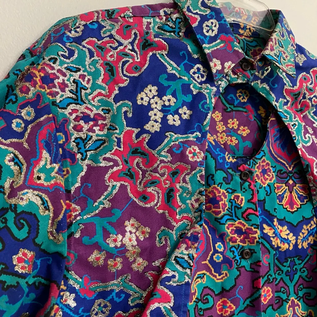 Vintage 80s‎ Women’s Western Shirt Purple Size L - Image 4
