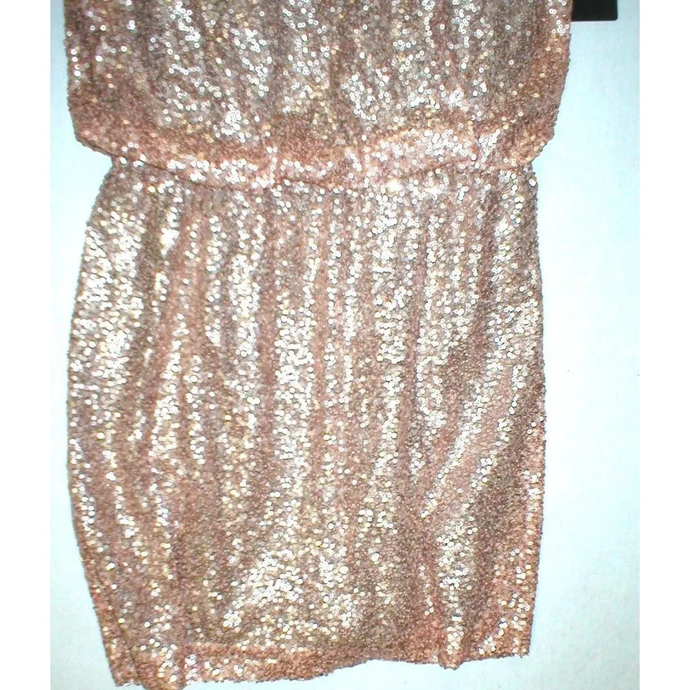 New Womens NWT Designer Robert Rodriquez Sequin Dress 4 Blush Rose Gold Blouson - Image 5