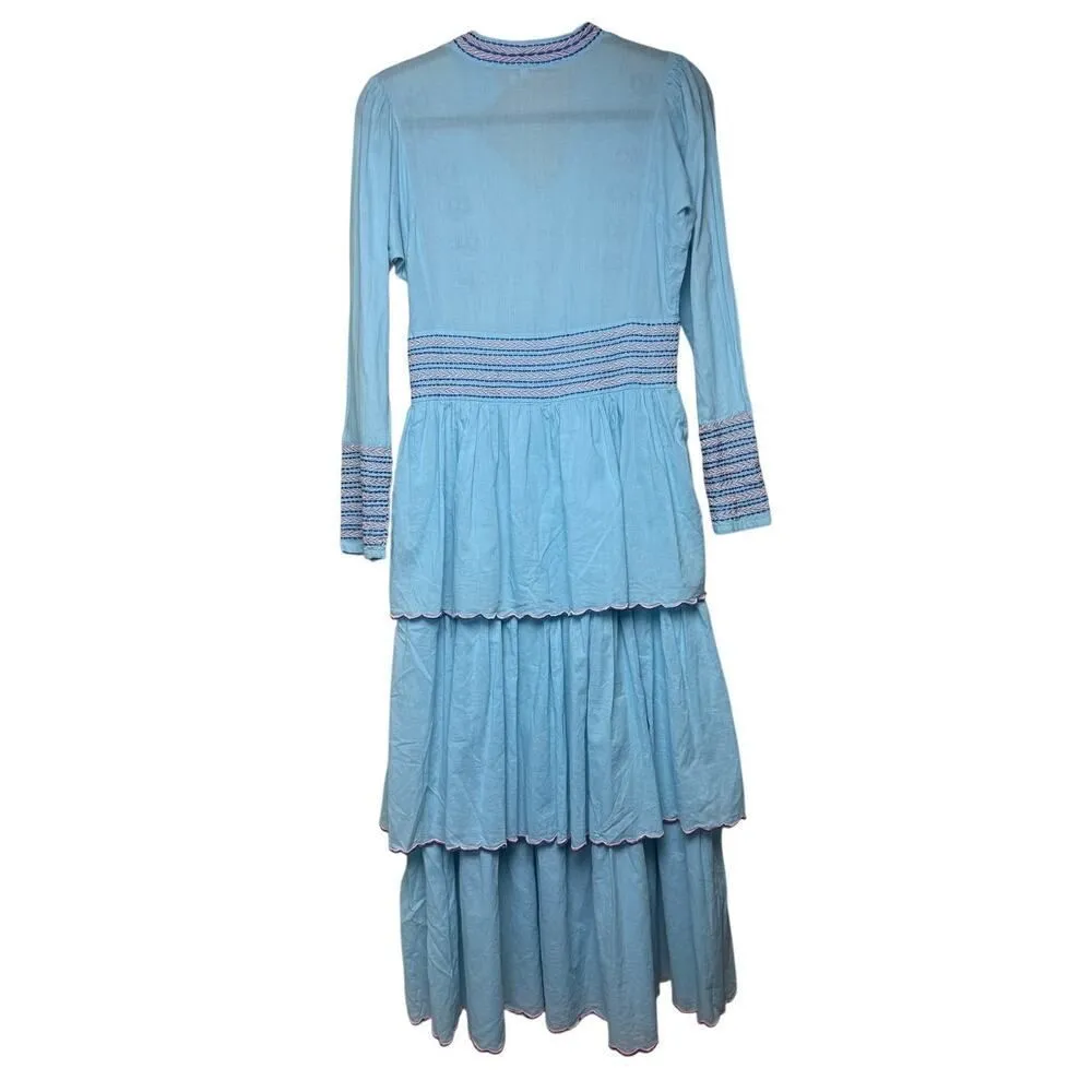 CeliaB Blue Mamma Embroidered Midi Tiered Dress Sz. S - Image 7