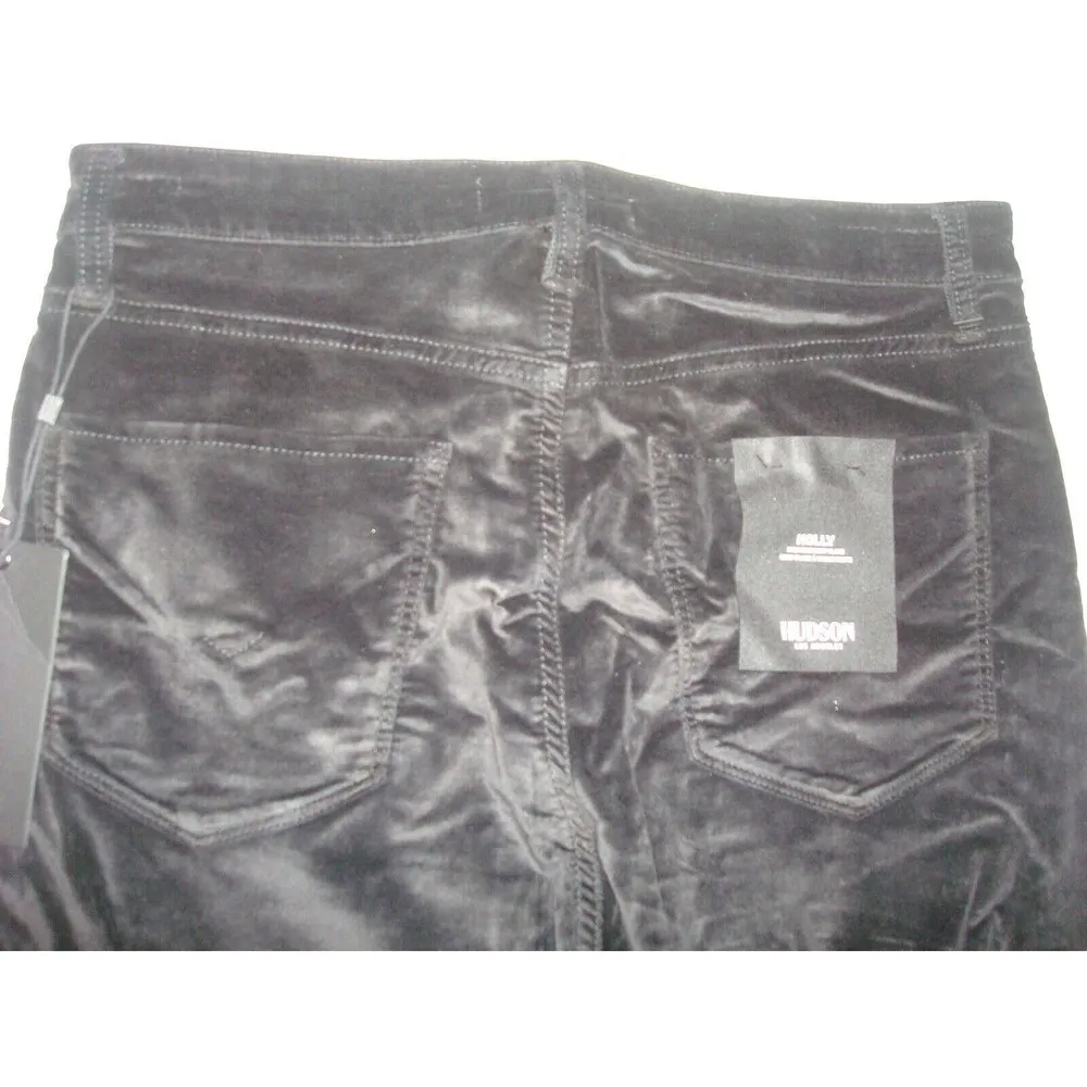 New Womens Designer Hudson Jeans 28 Black Silver NWT $225 Velvet Crop Pants High - Image 7