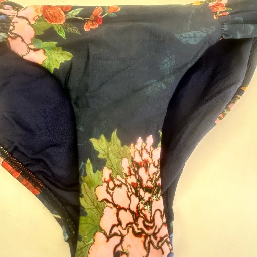 New Milea bikini bottom Eastern Ruched side hipster blue bird floral pattern 10 - Image 10