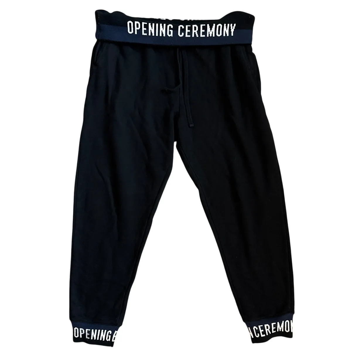 Opening Ceremony Signature Logo Foldover Waist Joggers Black Size Large - Image 3