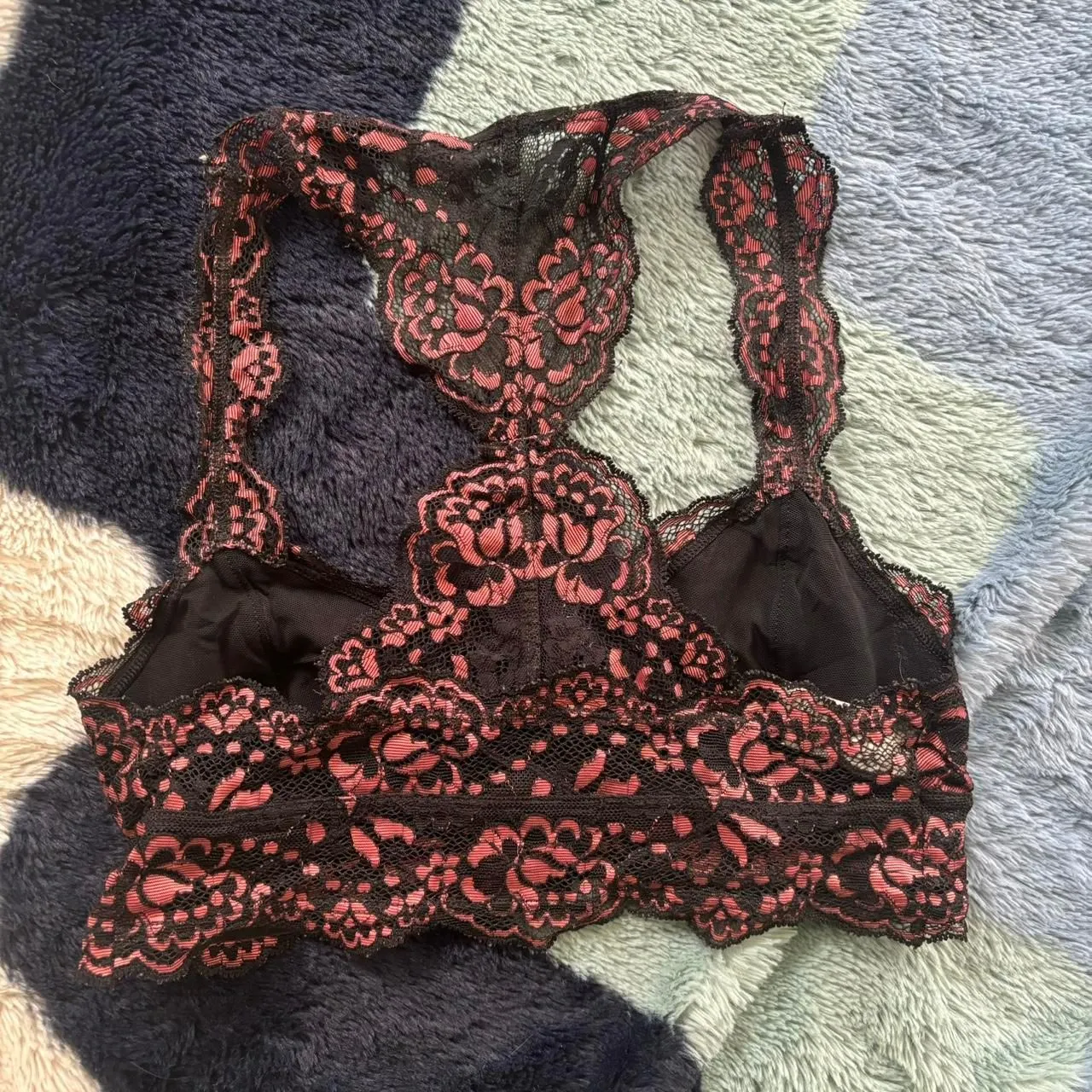 Express Black and Pink Lace Bralette - Image 3