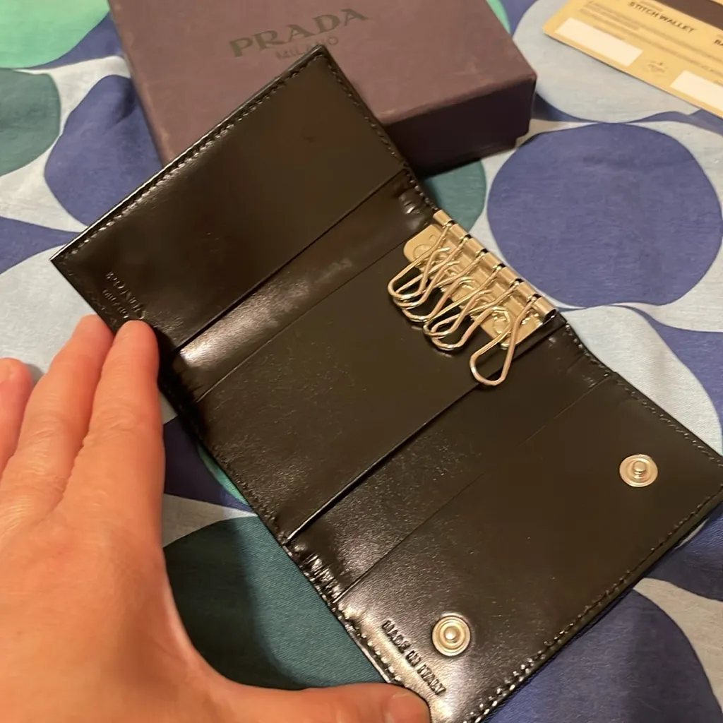 Prada  Midnight Blue Nylon Quilted Key Holder - Image 7