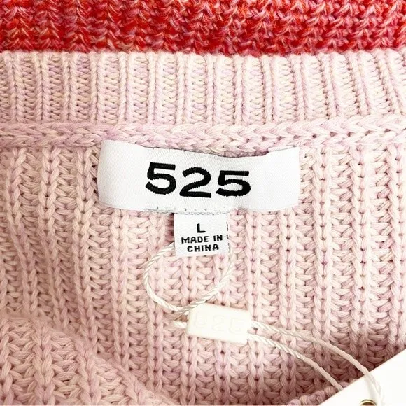 NWT 525 America x Revolve Pink Ombré Shaker Knit Sweater Women’s Size Large NEW - Image 10