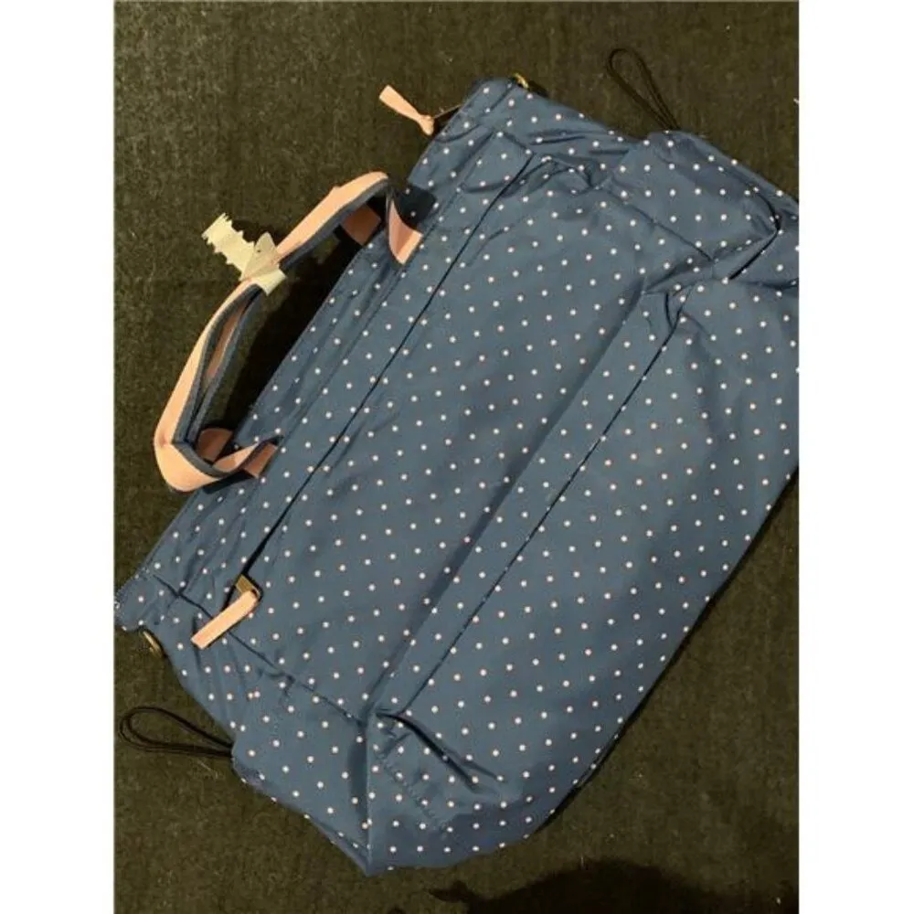 Matilda Jane Navy Blue Polka Dot Diaper Bag with Pink Trim and Changing Pad - Image 5