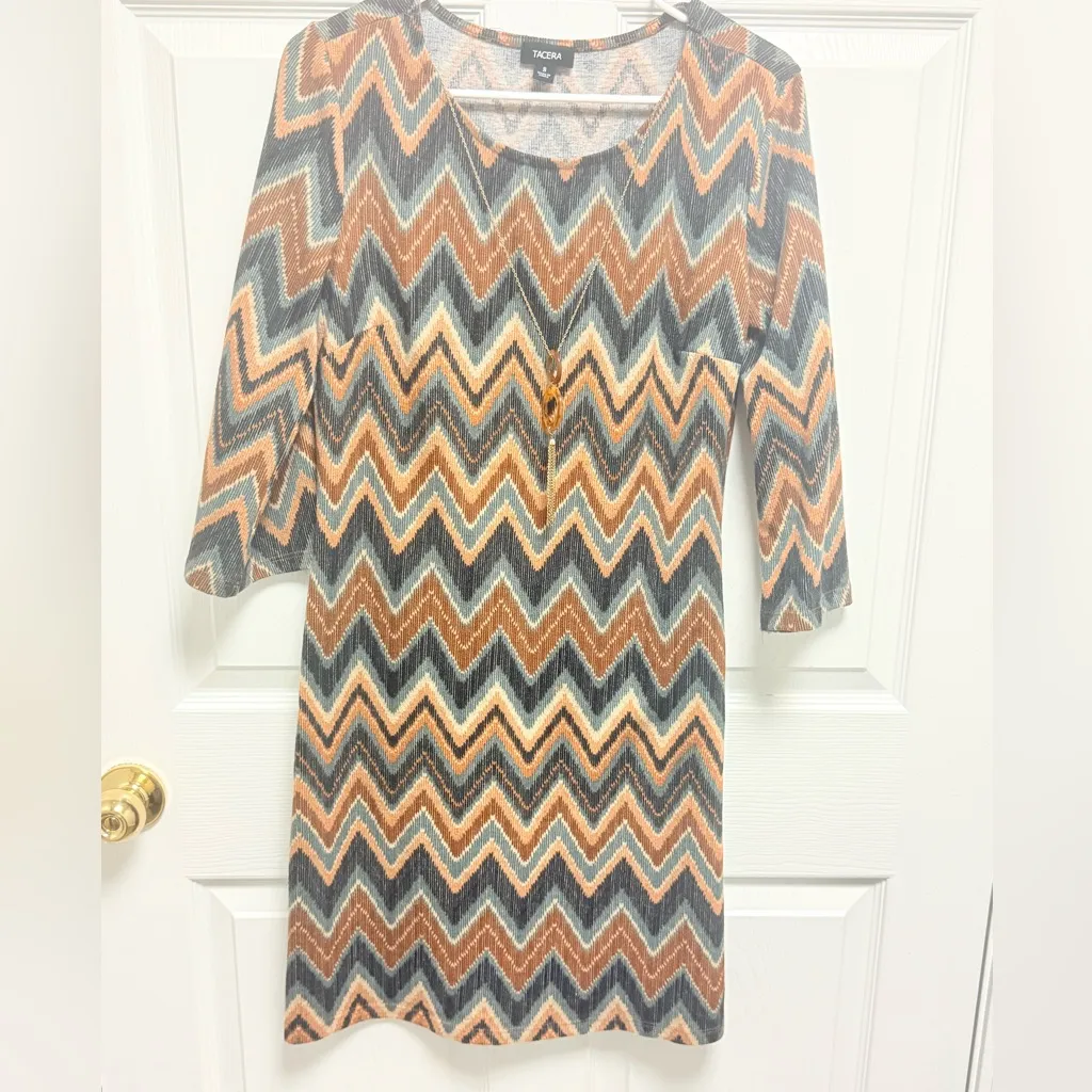 Tacera Multicolor Chevron Long Sleeve Dress size S - Image 6