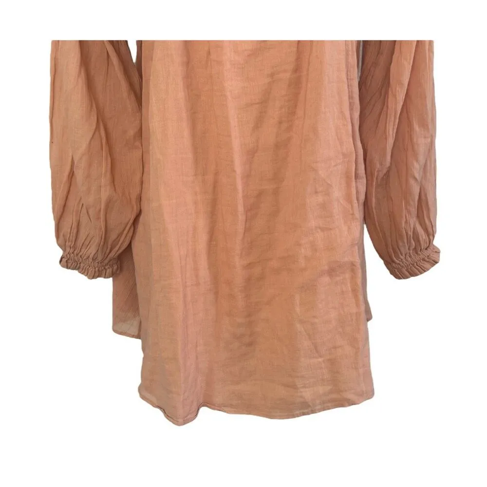 FREE PEOPLE So Fresh Tunic Oversized Top Puff Sleeve Button Down Dress Sz M NEW - Image 11