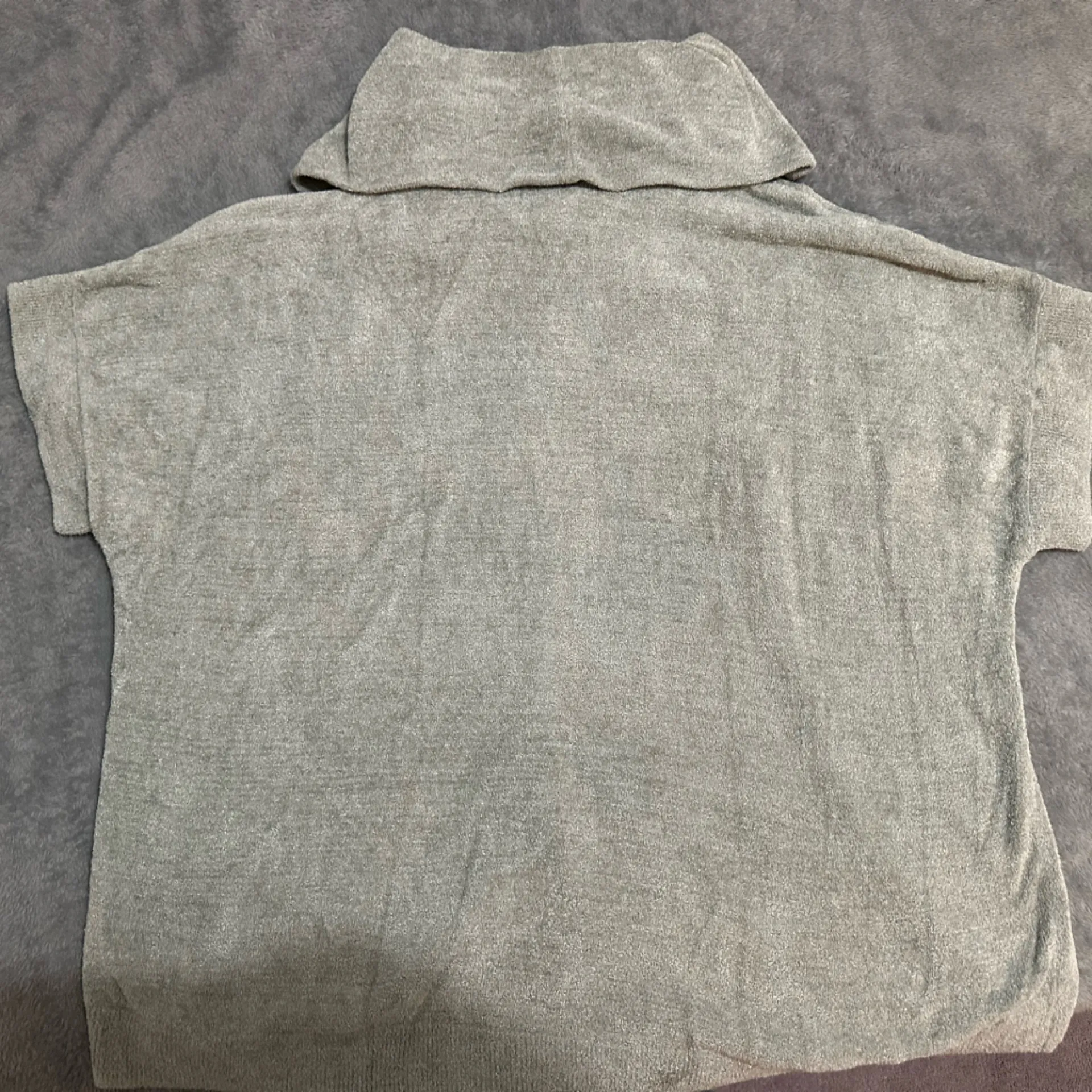 Barefoot Dreams Cozy Chic Ultra Lite Gray Turtleneck Short Sleeve Sweater 1 size - Image 5