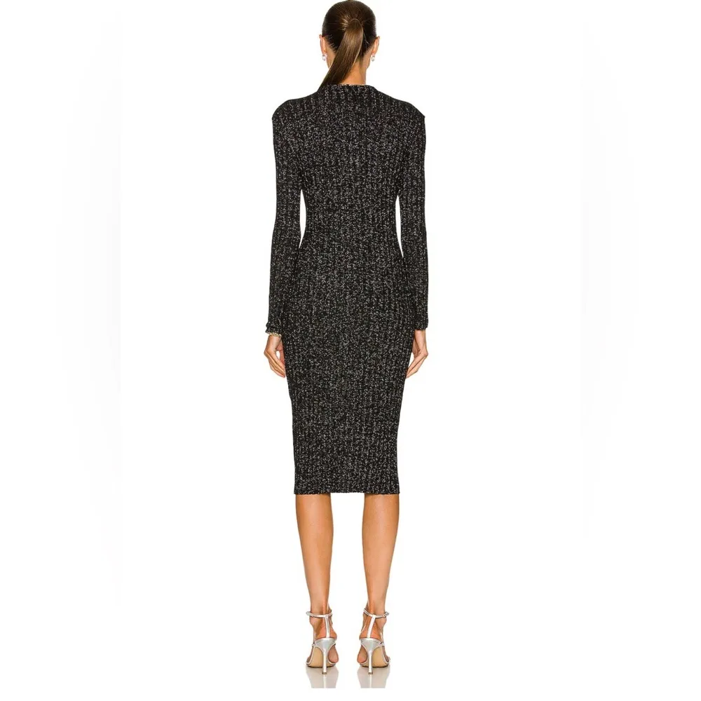 Enza Costa lurex sweater rib cardigan midi dress in BLACK/SILVER Black - Image 5