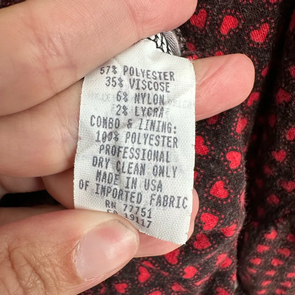 Vintage Betsey Johnson New York 90s Punk Goth Red Black Heart  Dress Size 4 S - Image 12