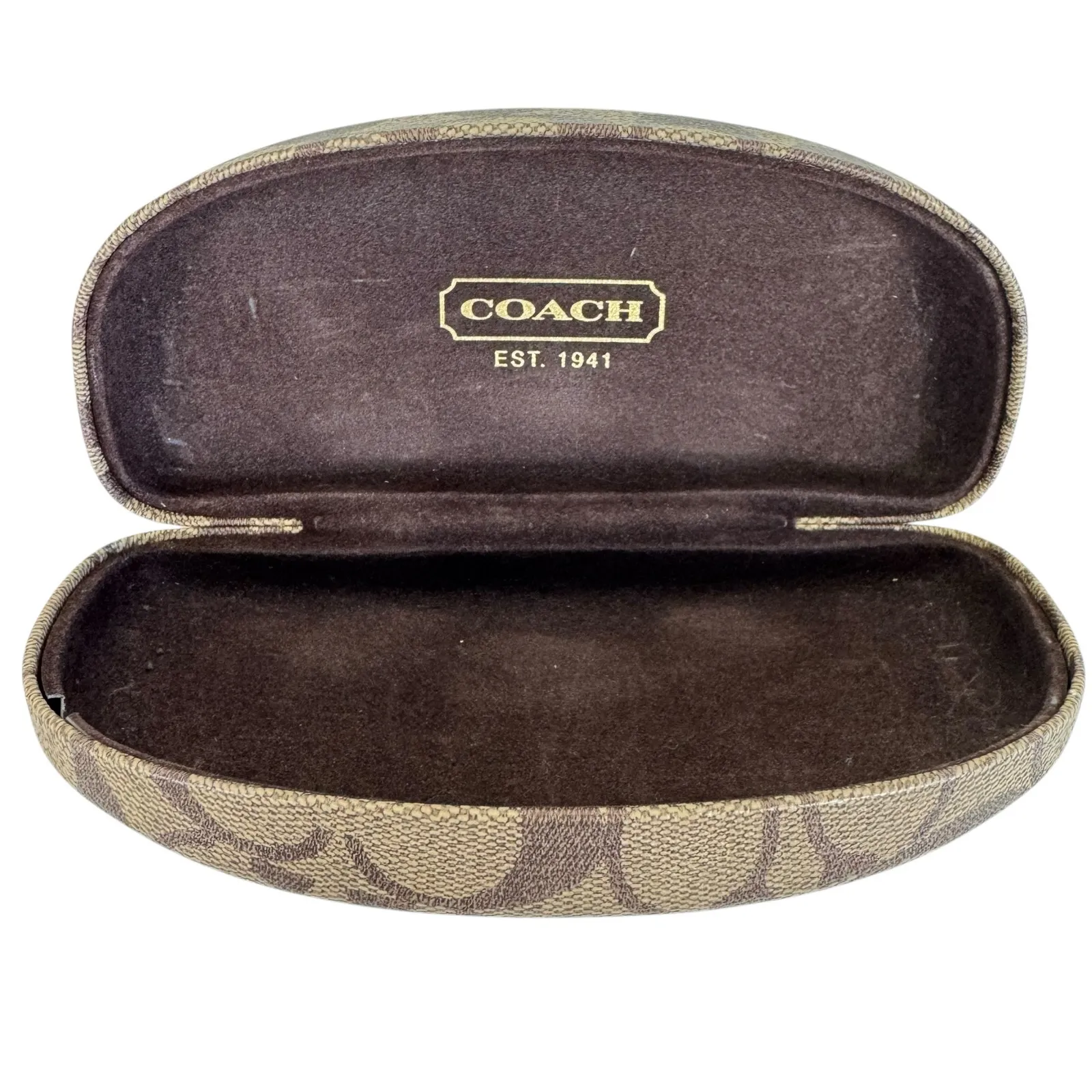 COACH Signature C Monogram‎ Brown Hard Clamshell Eyeglass Case - Image 3
