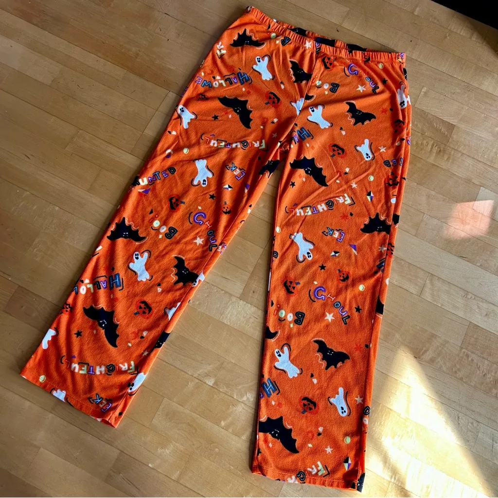 Hyde & Eek! Fun Halloween Fleece Sleep, Lounge Pant, Orange, Black, Size L Orange Size L - Image 13