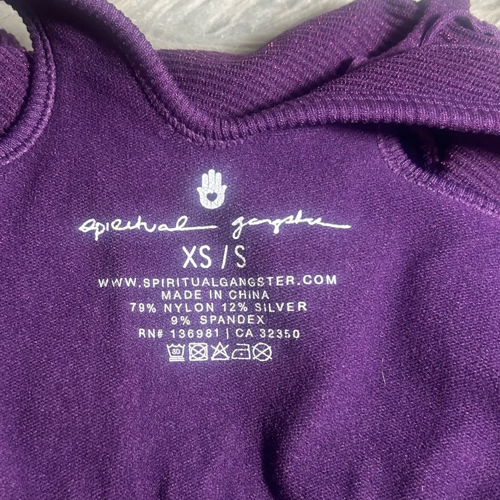 Spiritual Gangster Amor Seamless Crop Tank Purple Ribbed Top Size XS/S - Image 7