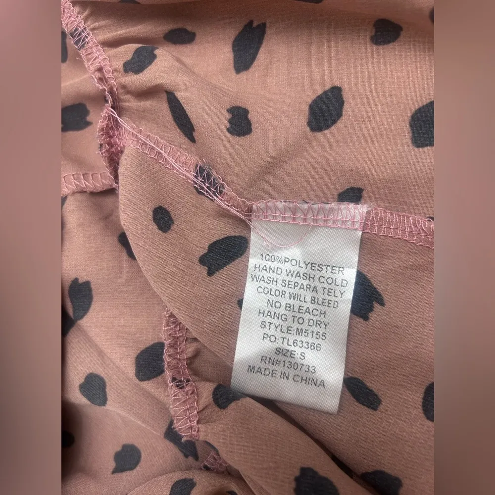 Umgee Dalmatian Print Polka Dot Ruffle Blouse – Size Small Boho Chic Top - Image 3