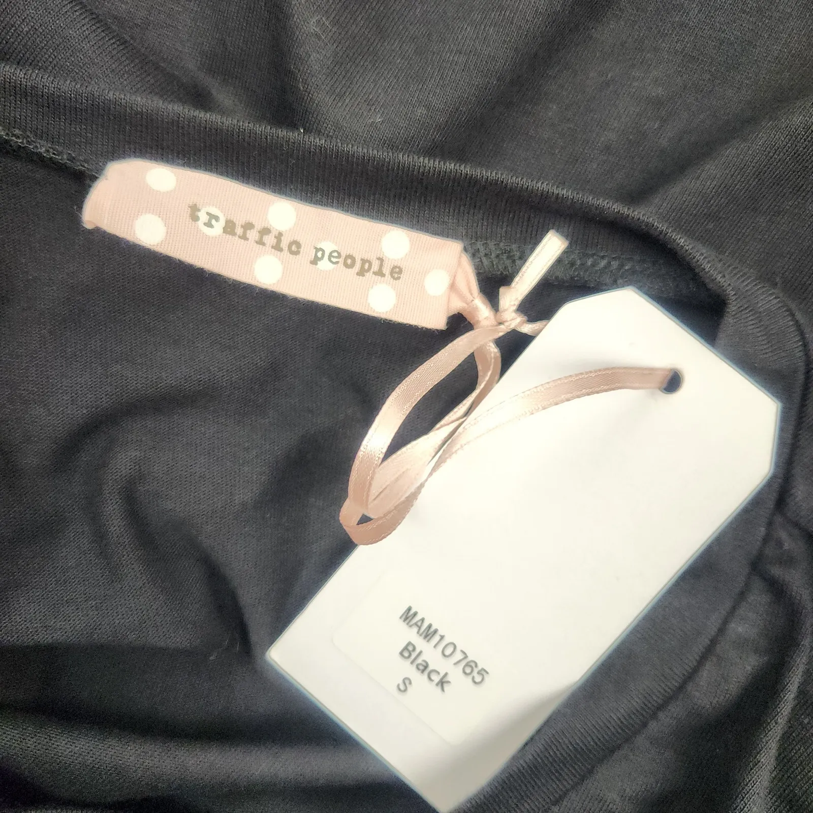 Traffic People Blouse Black Gold Pleating Size Small NWT 3/4 Sleeve Boxy Wide - Image 6