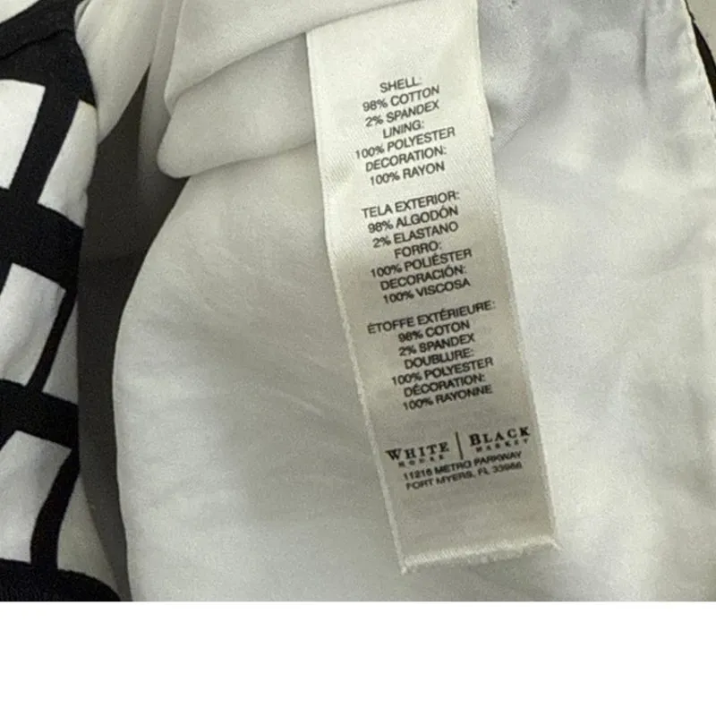White House Black Market Geometric Black White Pencil Skirt Size Women's 4 - Image 4