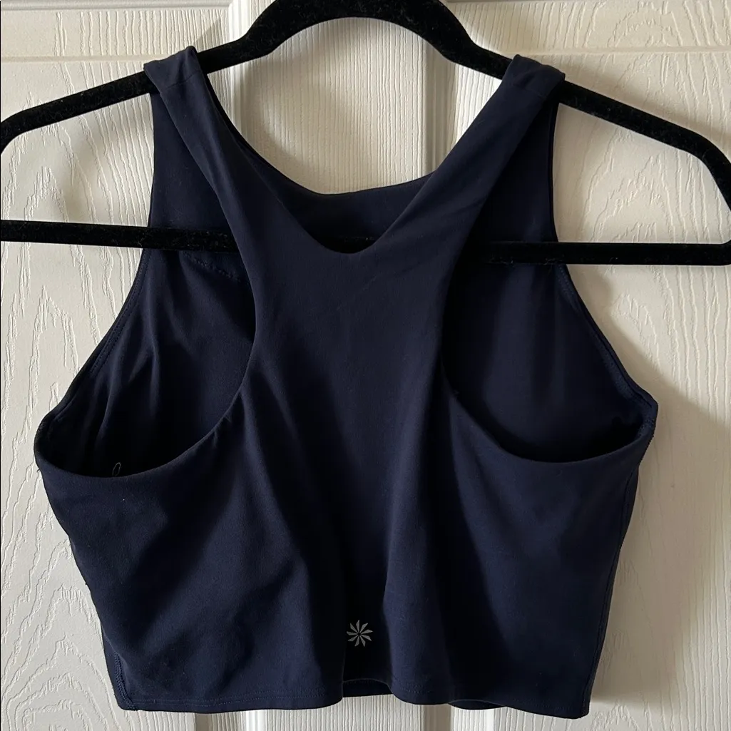 Athleta Womens Navy Blue Conscious Crop Racerback Sports Bra Top Size Med - Image 4