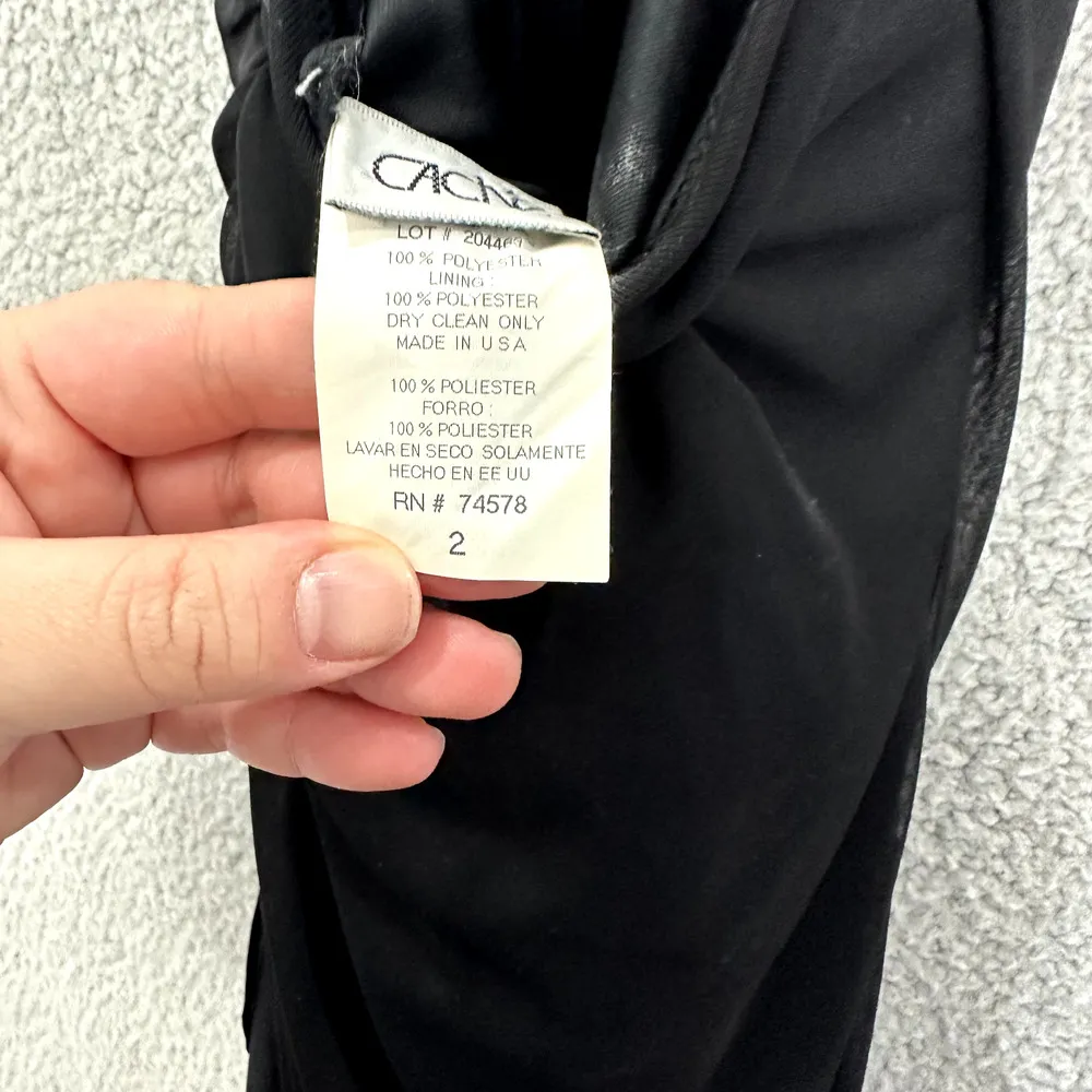 Vtg‎ y2k 90s Cache Mermaid Maxi Babydoll Slip Dress 2 Black Beaded Halter Prom - Image 5