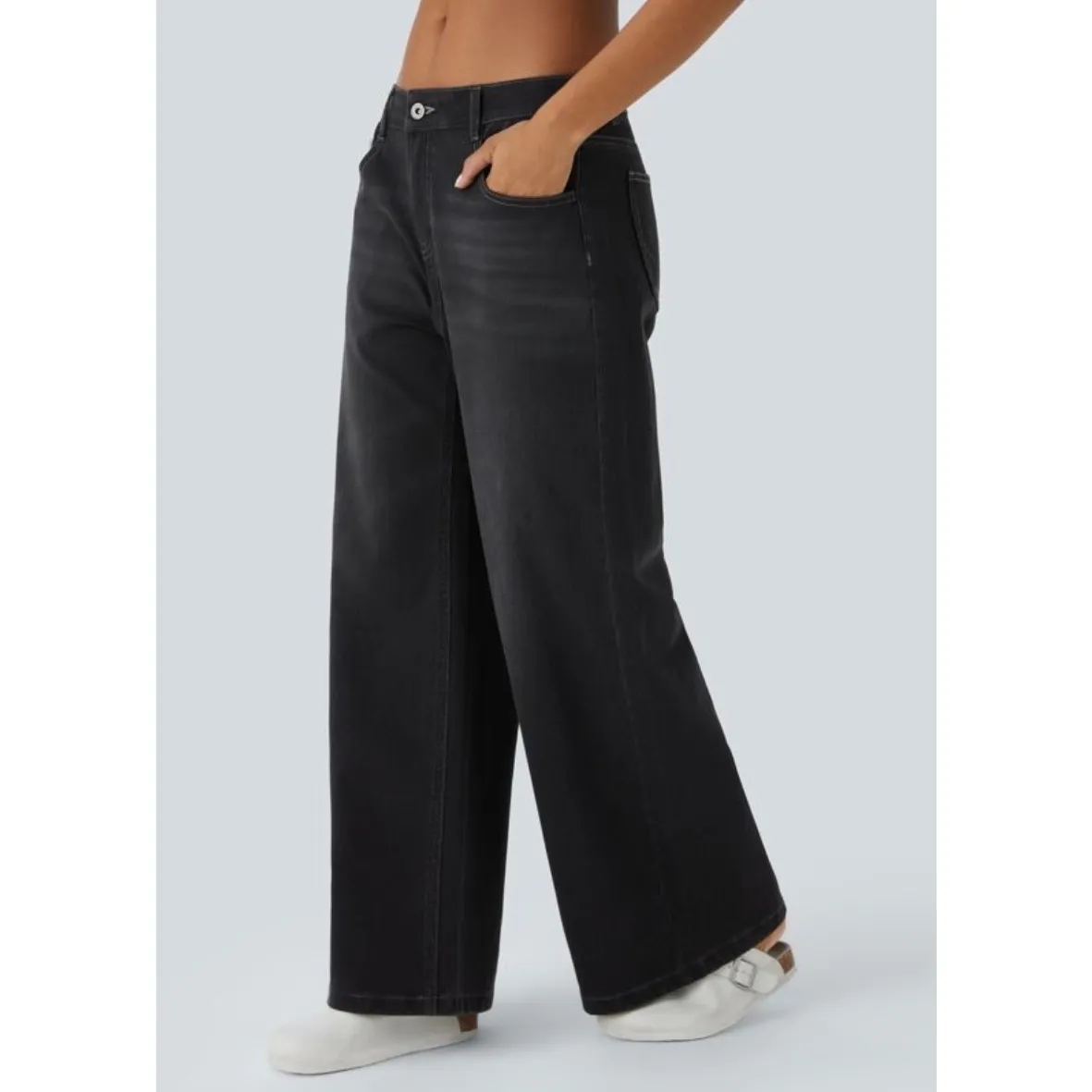 Brand New Halara Women's Size XL Blue Flex Denim Wide Leg Jeans Ankle Length - Image 3