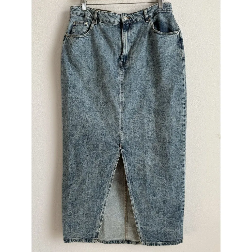 ASOS Women’s Long Denim Skirt Front Split Straight Line Grunge‎ Skate Size 14 - Image 5