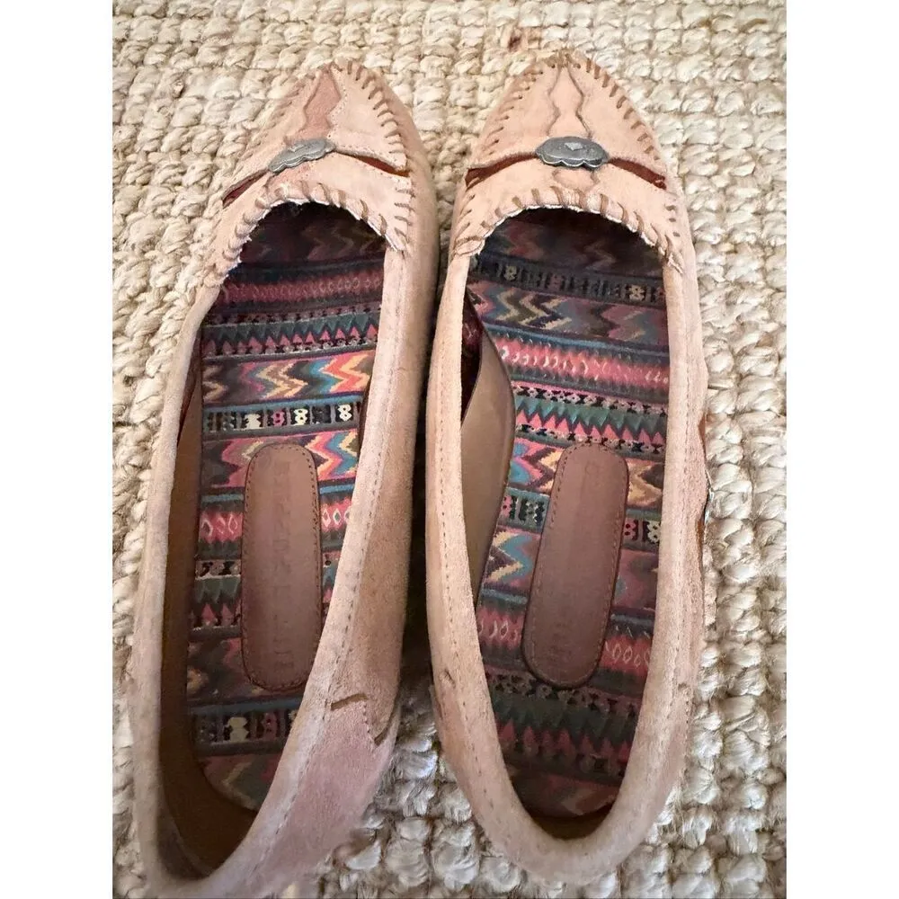 Hush Puppies Suede Moccasins Boho Driving Loafers Tan Brown Womens 8M - Image 3