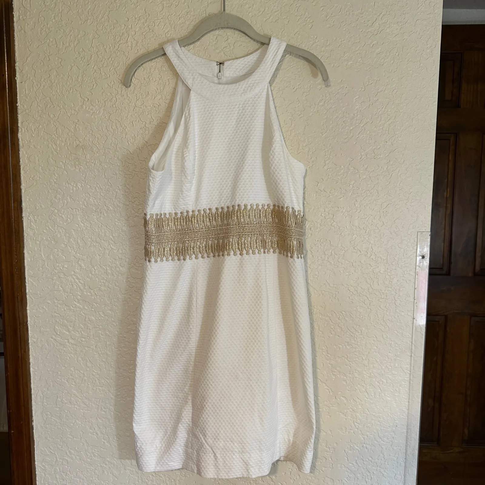 Lilly Pulitzer Ashlyn Shift Dress RESORT WHITE Pop Floral‎ Lace Sz 4 Halter Neck - Image 3