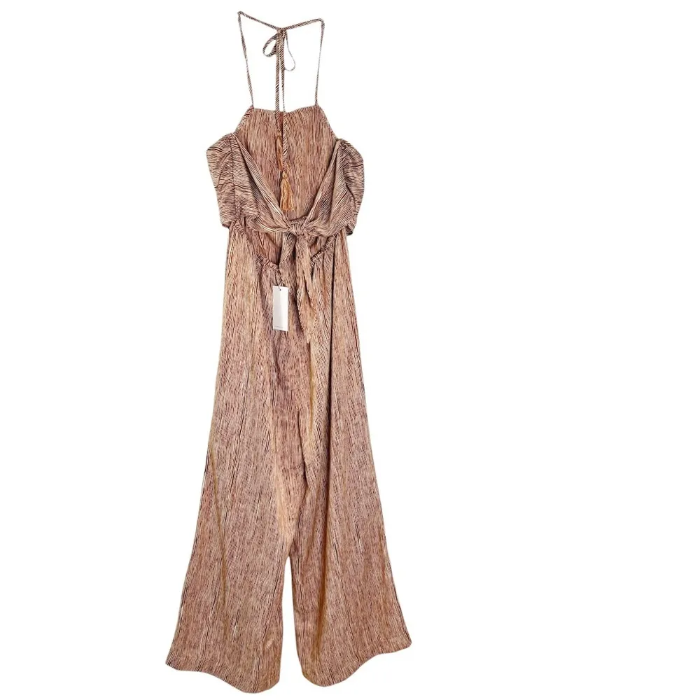 NWT Tuckernuck Moon River Striped Tie Back Halter Jumpsuit Cooper Size XS - Image 7