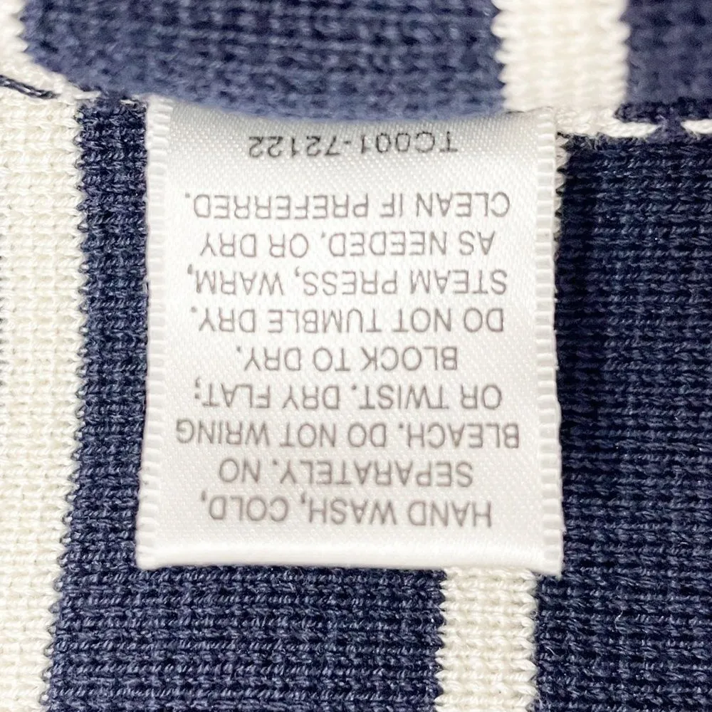 Pendleton Longline Striped Silk Open Front Cardigan Navy & White Women’s Size XS - Image 12