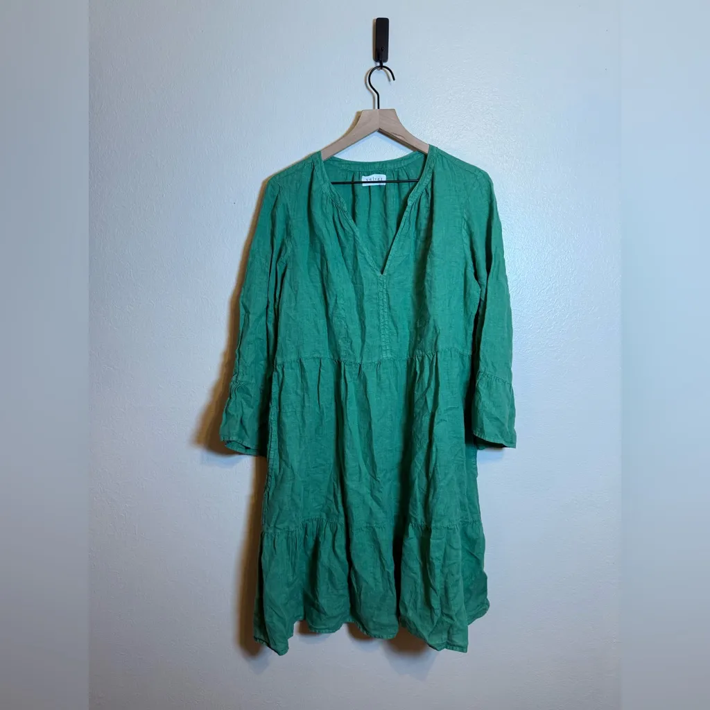 VELVET BY GRAHAM & SPENCER‎ Aurora Linen Minidress Green Size L - Image 3