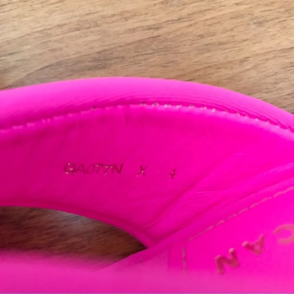 GOOD AMERICAN Neon Pink Cinderella Lucite Wedge Heel‎ Thong Scuba Womens Size 4 - Image 11