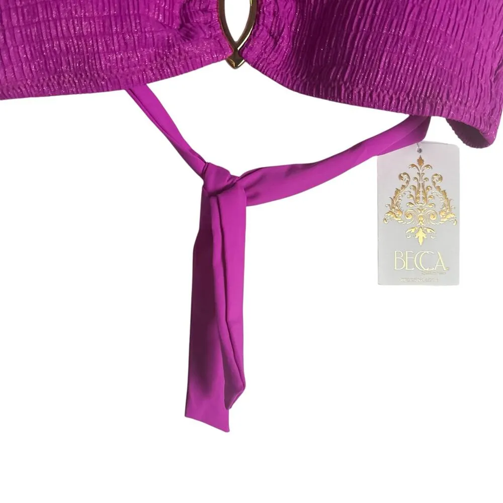 Becca Vivid Pink Stephanie Tie Back Bralette Bikini Swimsuit Top Size Small - Image 5