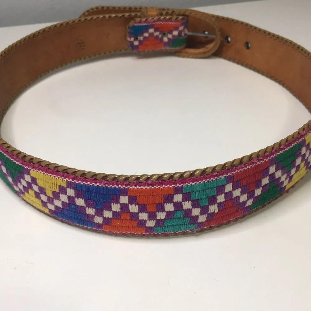 Hand Crafted Aztec Woven Belt Size Medium Purple - Image 9