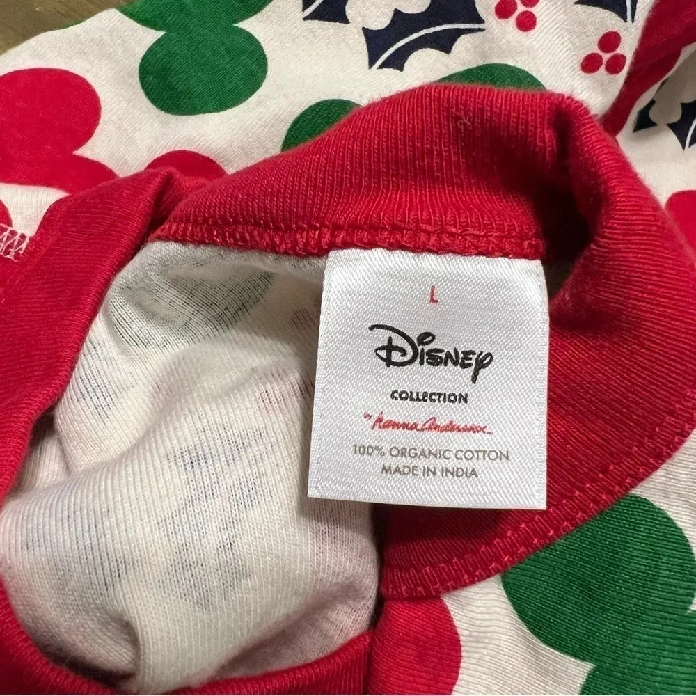 Disney Hanna Andersson Mickey Holiday Christmas Long Sleeve Top Large Red Green - Image 2