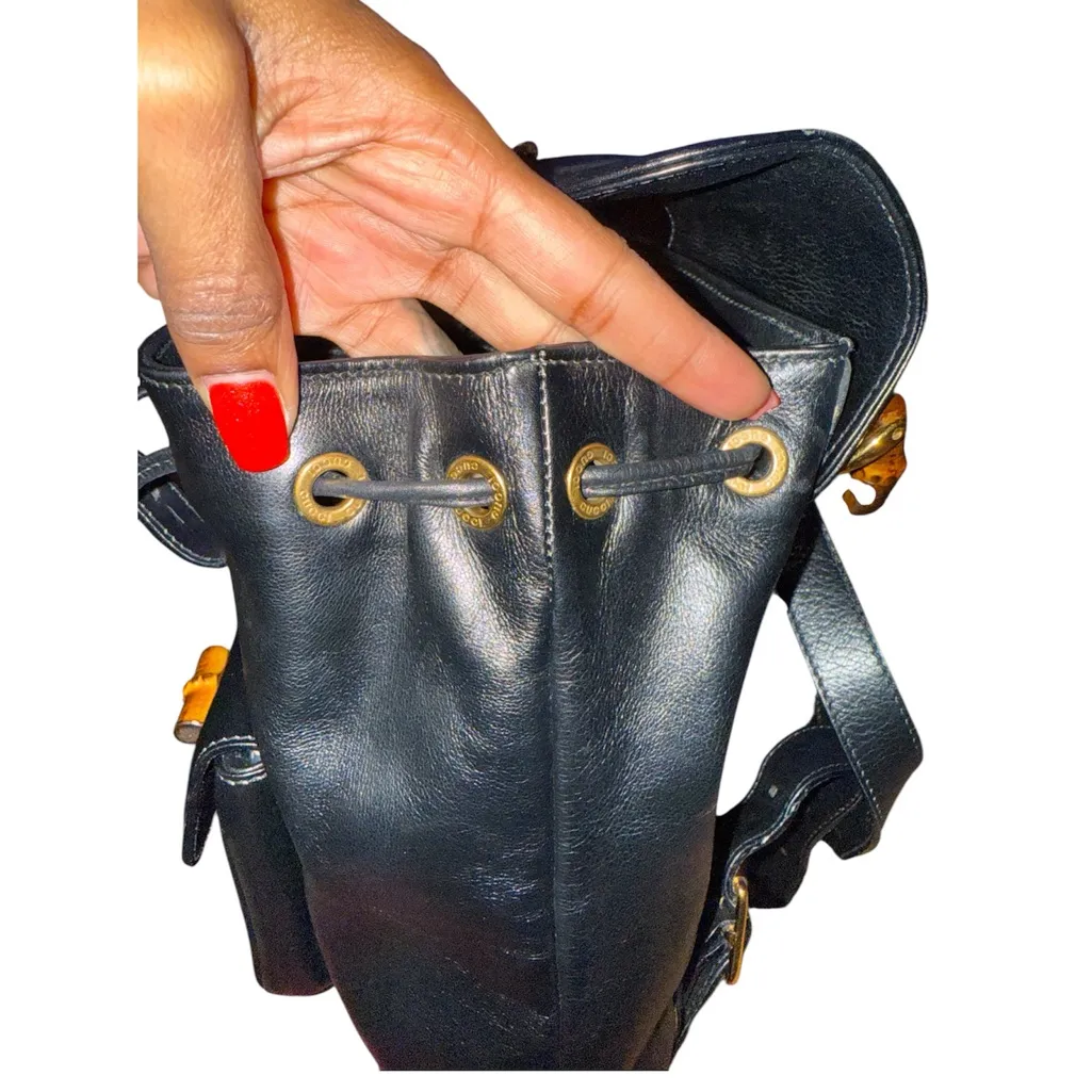 Gucci  Black Leather Bamboo Mini Backpack - Image 3