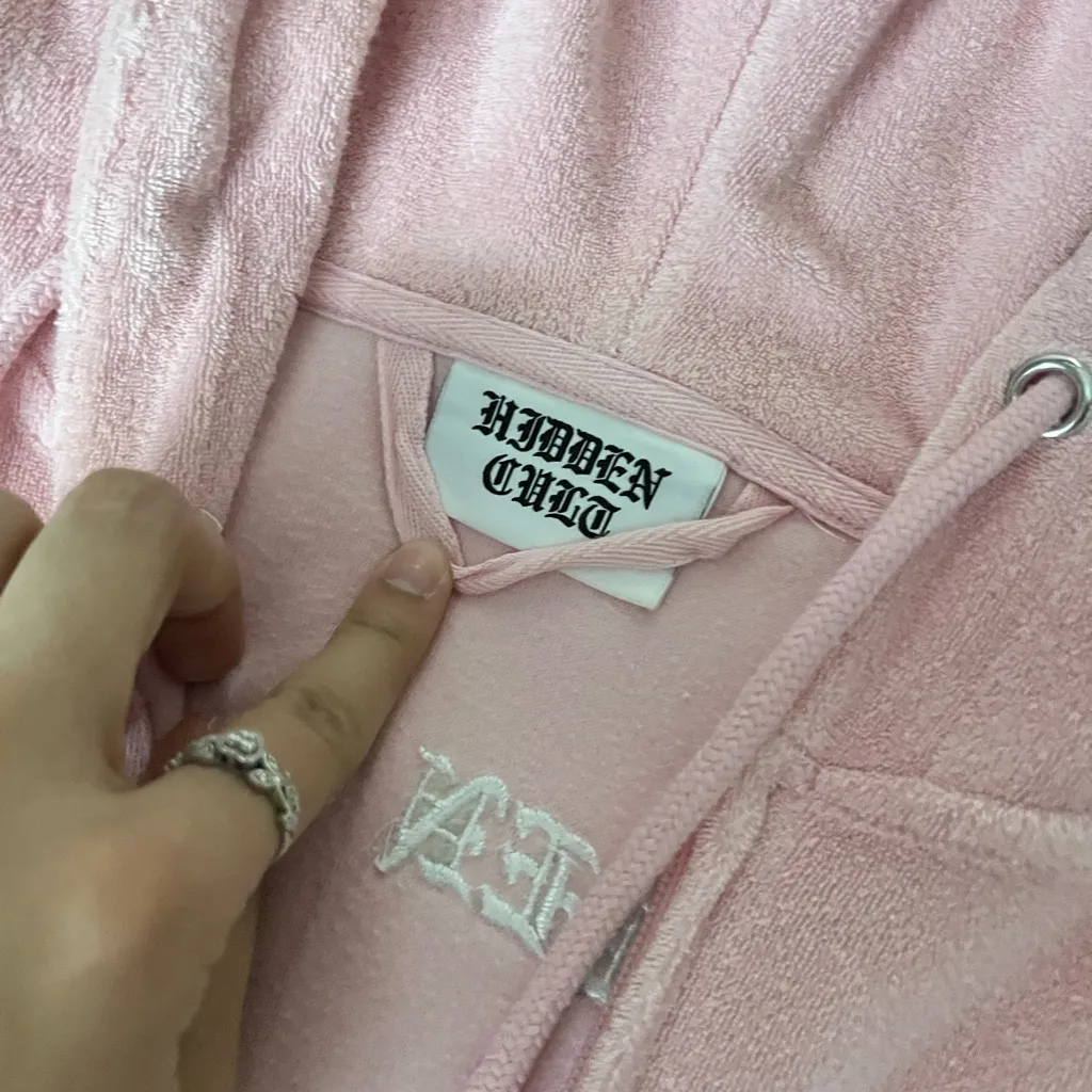 Hidden Cult Terry baby pink hoodie - Image 3