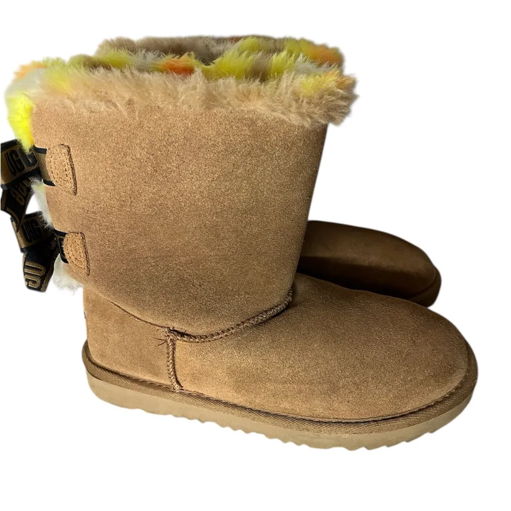 UGG Bailey Bow Plaid Punk Chestnut Boots Women’s Size 7 - Image 5
