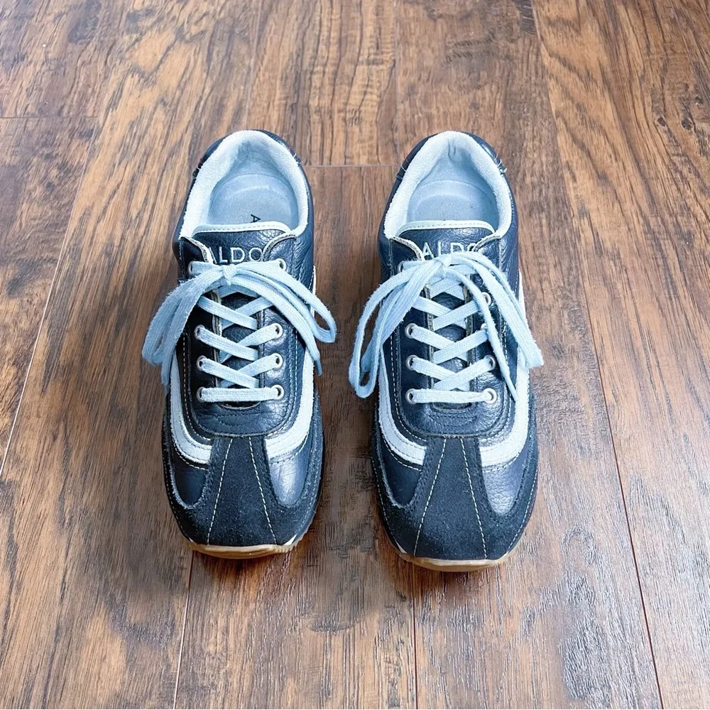 vintage • Y2K Aldo chunky platform sneakers blue leather sporty retro two tone - Image 2