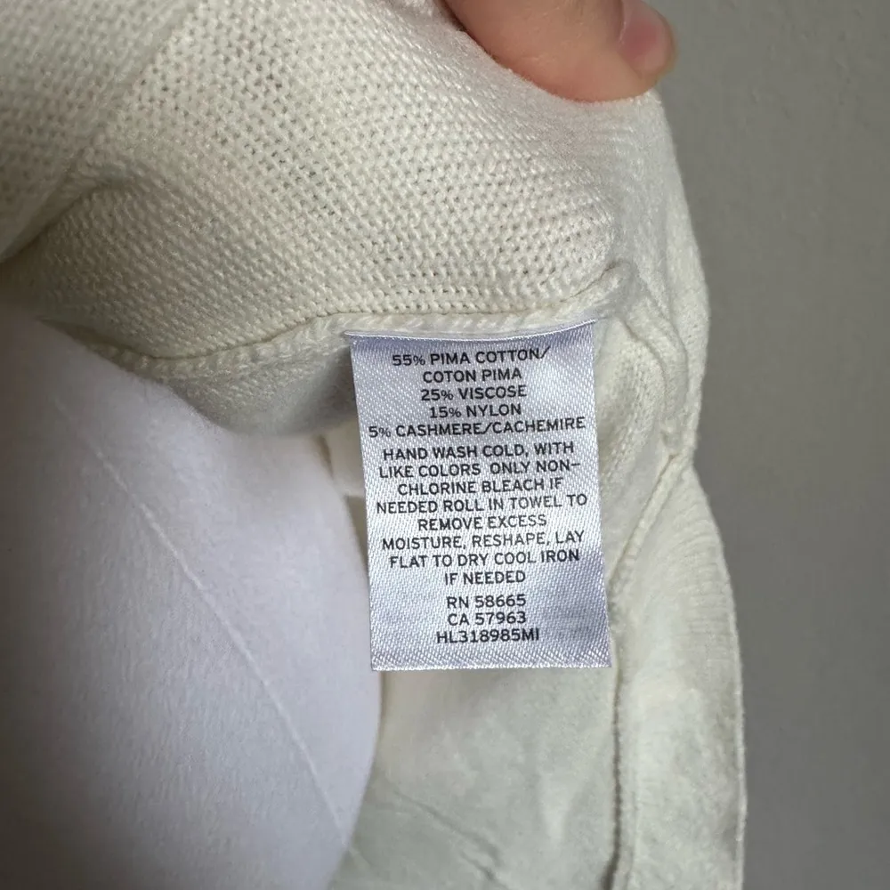 Chelsea28 Cream Pima Cotton Cashmere Lightweight Turtleneck Sweater Womens M - Image 5